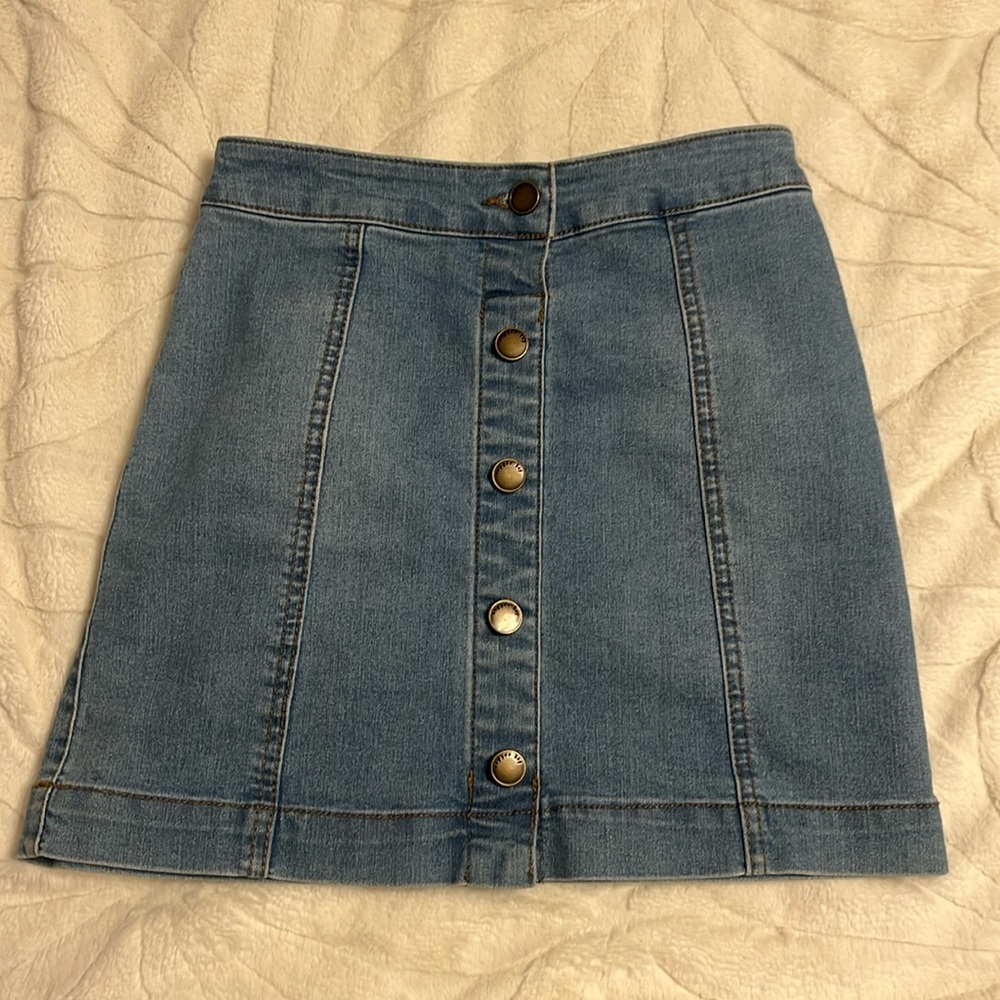 denim mini skirt
